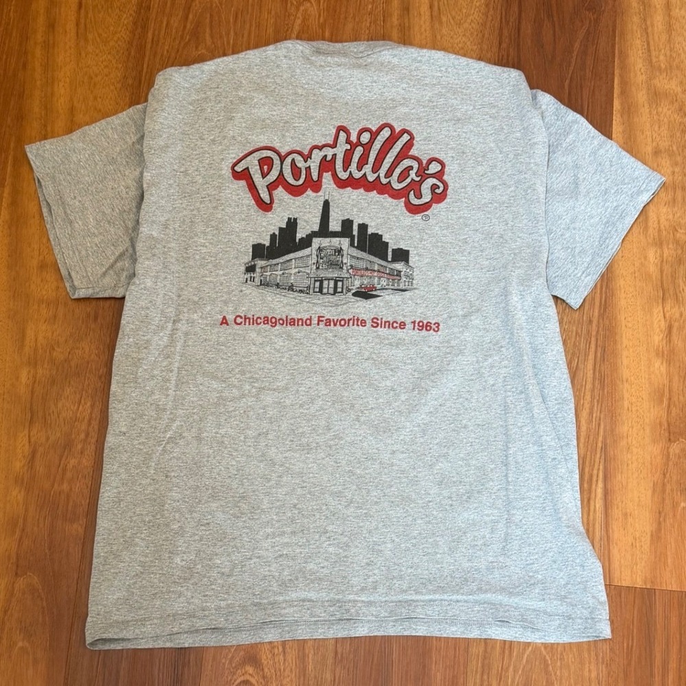 Vintage Portillo's Chicago Double Sided Graphic T-Shirt Men's Size XL
